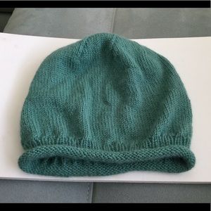 Hand knit by posher...Aqua wool knit hat